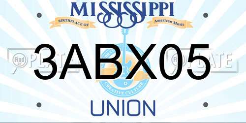 3ABX05 Mississippi License Plate