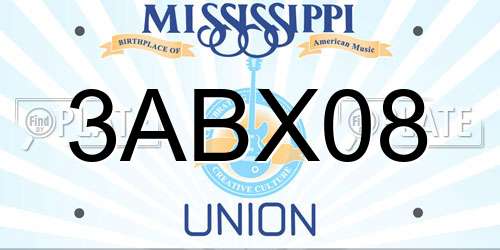 3ABX08 Mississippi License Plate