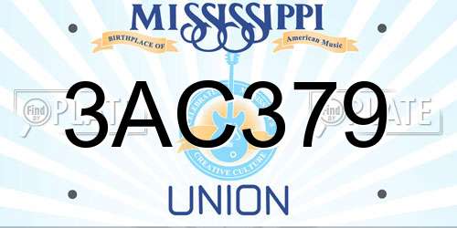 3AC379 Mississippi License Plate