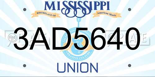 3AD5640 Mississippi License Plate