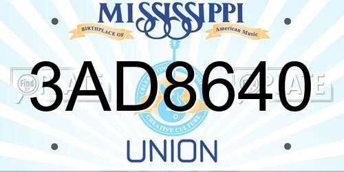 3AD8640 Mississippi License Plate