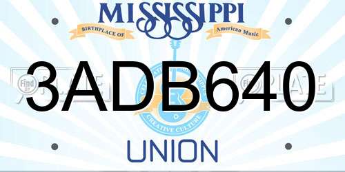 3ADB640 Mississippi License Plate