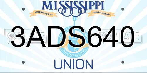 3ADS640 Mississippi License Plate