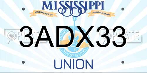 3ADX33 Mississippi License Plate