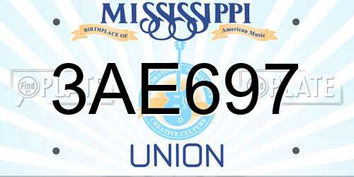 3AE697 Mississippi License Plate
