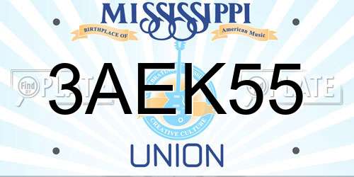 3AEK55 Mississippi License Plate
