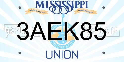 3AEK85 Mississippi License Plate