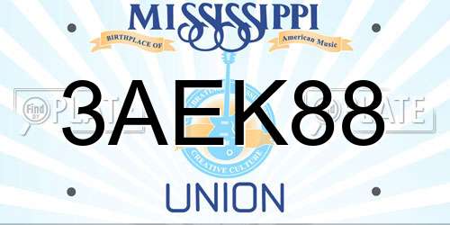 3AEK88 Mississippi License Plate