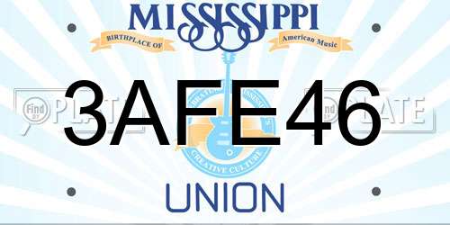 3AFE46 Mississippi License Plate