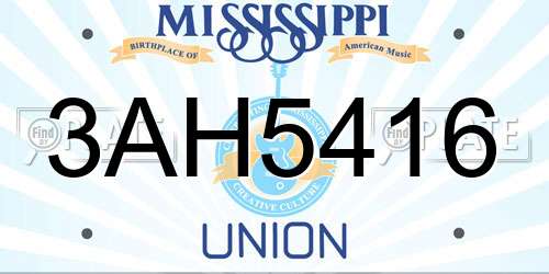 3AH5416 Mississippi License Plate