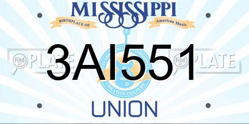 3AI551 Mississippi License Plate