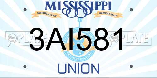 3AI581 Mississippi License Plate