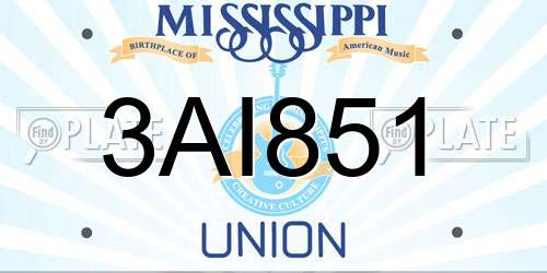3AI851 Mississippi License Plate