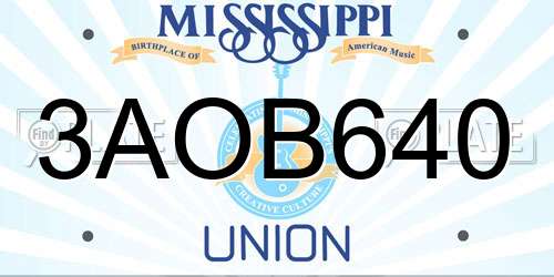 3AOB640 Mississippi License Plate