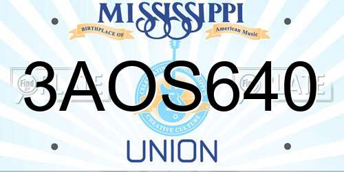 3AOS640 Mississippi License Plate