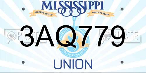 3AQ779 Mississippi License Plate