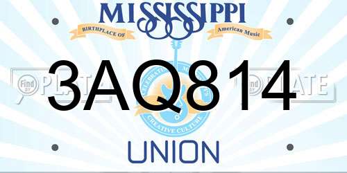 3AQ814 Mississippi License Plate