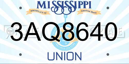 3AQ8640 Mississippi License Plate