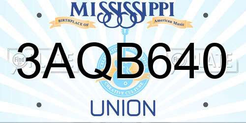 3AQB640 Mississippi License Plate