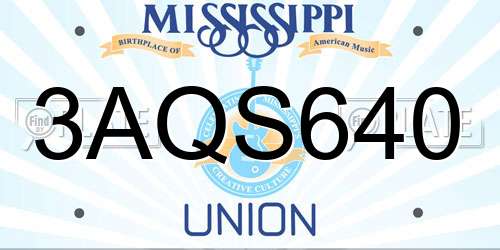 3AQS640 Mississippi License Plate
