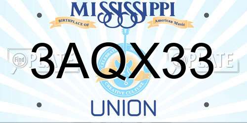 3AQX33 Mississippi License Plate