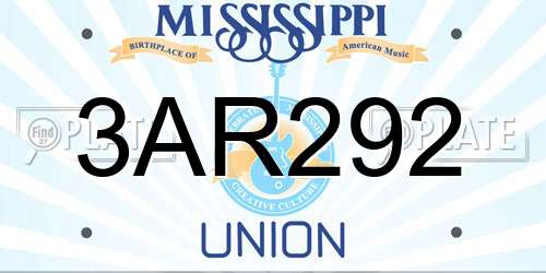 3AR292 Mississippi License Plate