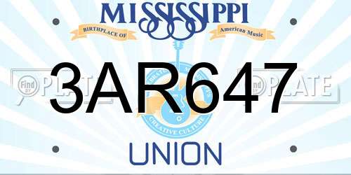 3AR647 Mississippi License Plate