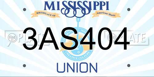 3AS404 Mississippi License Plate