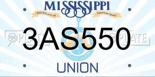 3AS550 Mississippi License Plate
