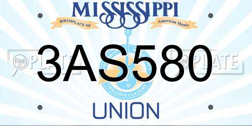 3AS580 Mississippi License Plate