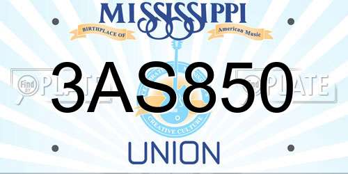 3AS850 Mississippi License Plate