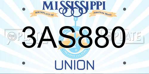 3AS880 Mississippi License Plate