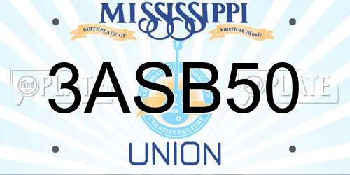 3ASB50 Mississippi License Plate