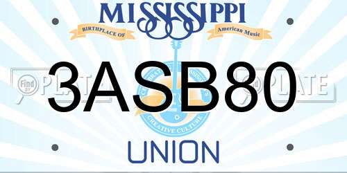 3ASB80 Mississippi License Plate