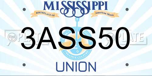 3ASS50 Mississippi License Plate