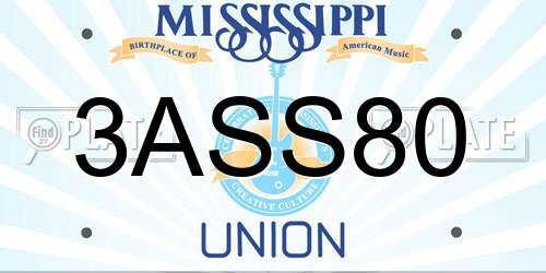 3ASS80 Mississippi License Plate