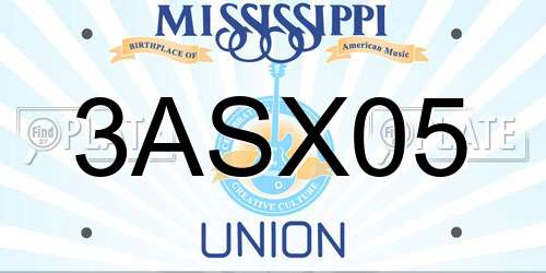 3ASX05 Mississippi License Plate