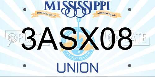 3ASX08 Mississippi License Plate