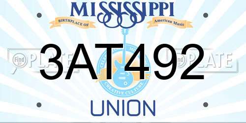 3AT492 Mississippi License Plate