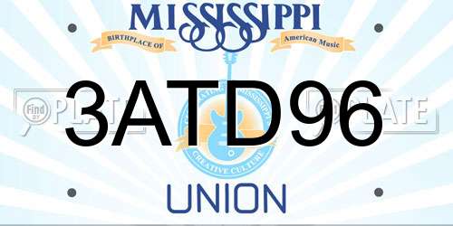 3ATD96 Mississippi License Plate