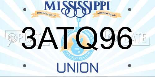 3ATQ96 Mississippi License Plate