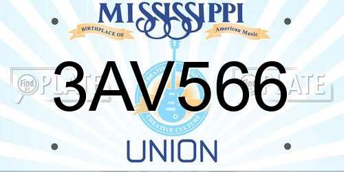3AV566 Mississippi License Plate