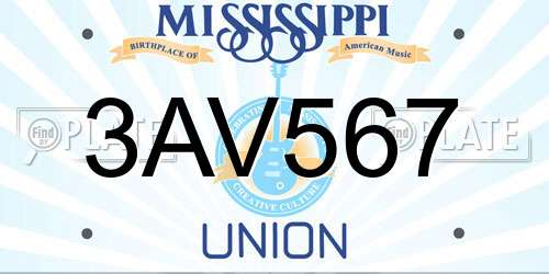 3AV567 Mississippi License Plate