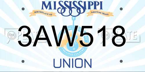3AW518 Mississippi License Plate