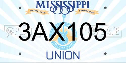 3AX105 Mississippi License Plate