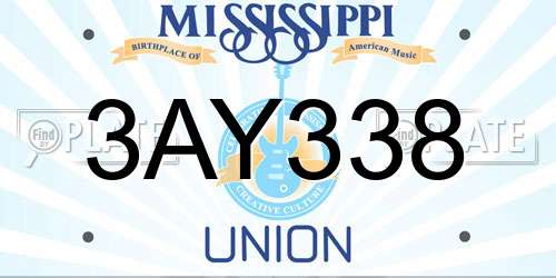 3AY338 Mississippi License Plate