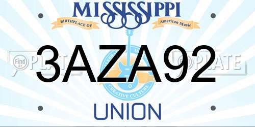 3AZA92 Mississippi License Plate