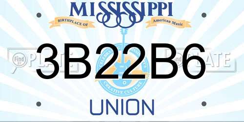 3B22B6 Mississippi License Plate