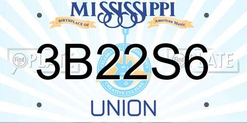 3B22S6 Mississippi License Plate