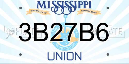 3B27B6 Mississippi License Plate